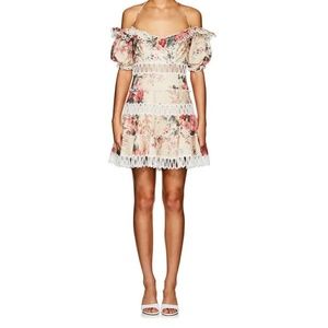 ZIMMERMANN Laelia Off Shoulder Floral Mini Dress